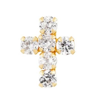 China 925 Sterling Silver White Cubic Zirconia Cross Button Stud Earrings with 18K Gold Plating for sale