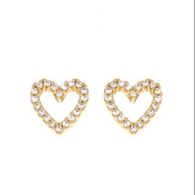 China Brass/Copper/925 Sterling Silver Heart Stud Earrings with Full Pave CZ Heart Size 8mm for sale