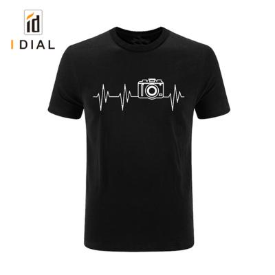 China Anti-pilling Heartbeat Photo Printing T-shirts Men Cotton Short Sleeve Summer Hip Hop T-shirts Photographer Under Streetwear for sale