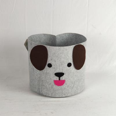 China Gray Round Felt Sustainable Fabric Storage Basket for sale