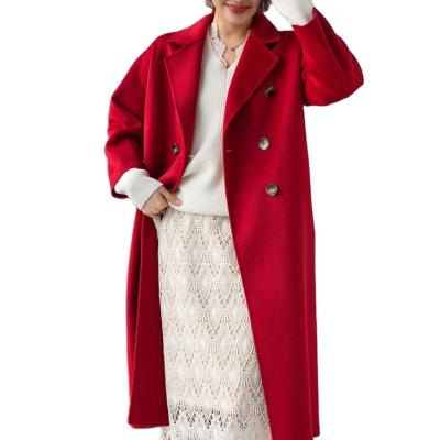 China 2021 OEM ODM Breathable Custom Women Crossed Winter Coats Women Long Winter Trench Coat Woolen Coat for sale