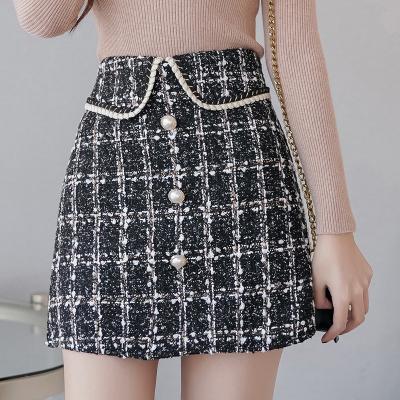 China Plus Size OEM ODM Custom Christmas Club Plus Size Ladies Plaid Check Girls Skirts Mini Short Pencil Skirts Tweed Skirt for sale