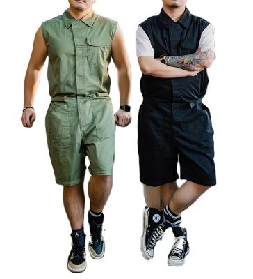 China Custom Anti-wrinkle OEM ODM Men Turtle Neck Sleeveless Short One Piece Plus Size Jumpsuit for sale