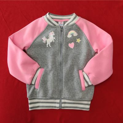 China High Quality Print Zipper Girl's Breathable Girls' Spring and Autumn Casual Round Neck Baseball Jacket Children's Jacket for sale