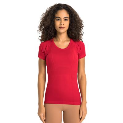 China Breathable Women's Round Neck Short Sleeve Sports Active Yoga Tops T-shirt Gym Fitness Wear Yoga Dress For Women for sale