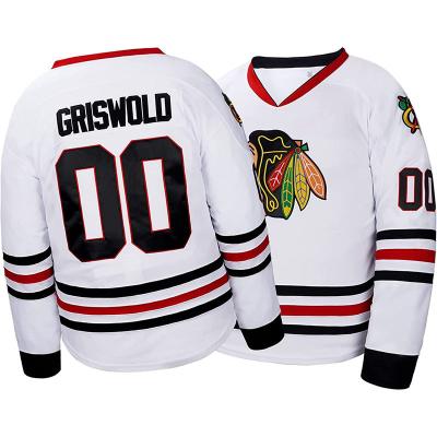 China Breathable High Quality Retro Embroidered Long Sleeve Men's Ice Hockey Hockey Jersey White Movie Jersey No. 00 for men for sale