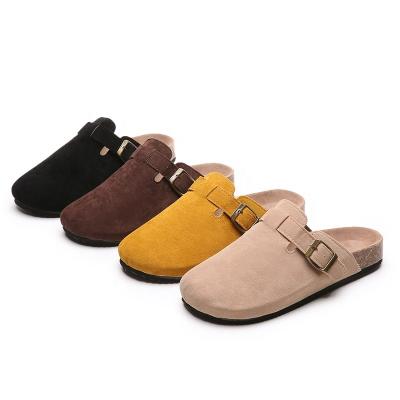 China 2022 Other Men and Women Leather Trim Outdoor Indoor Slippers Organic Toe Cork Clogs Slides with Comfort Arch Support Insole for Couples for sale