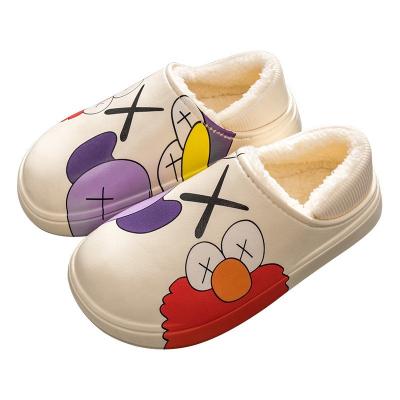 China Damping thick warm inclusive cotton shoes graffiti men's and women's bedroom couples cotton waterproof slippers for sale