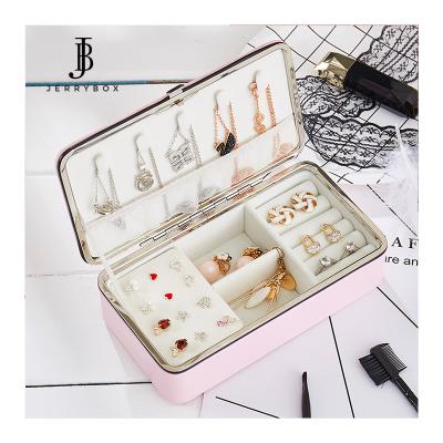 China Jewelry PU Travel Earring Display Case Leather Necklace Ring Case for sale