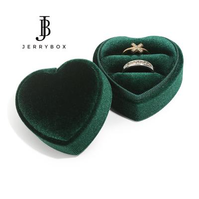 China Heart Jewelry Ring Boxes Velvet Heart Jewelry Box for sale