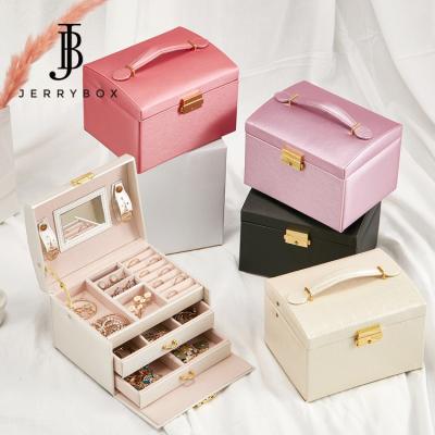 China Custom Logo Pu Leather Large Velvet Jewelry Box for sale