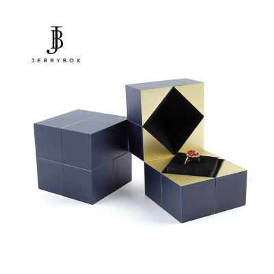 China Ring Plastic Black Unique Wedding Ring Box for sale