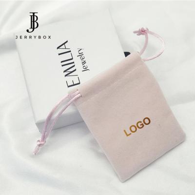 China Custom Logo Jewelry Bracelet Ring Earring Velvet Jewelry Pouch With Logo for sale