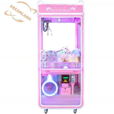 China Dreamland Factory ICT Bank Note Bill Acceptor Panda Pink Claw Crane Toys Plush Game Machine for sale for sale