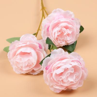 China Hot-selling artificial peony arrangement 3 European-style flowers minimalist amazon peony home decoration wedding artificial 3 for sale