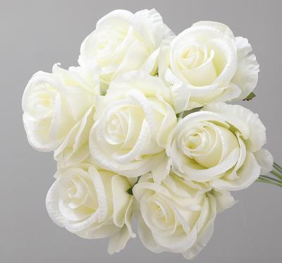 China Real Silk Roses Silk Touch Artificial Flowers Bridal Wedding Bouquet For Garden Party Floral Decor for sale