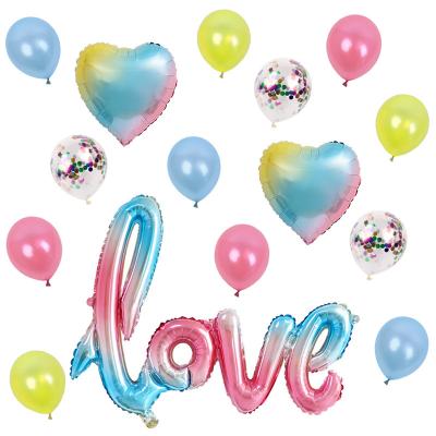 China Heart shape hot series pink rainbow party decoration big sale party balloon gradient color aluminum foil balloon for sale