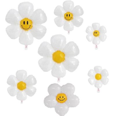 China Foil Daisy Shaped Foil Balloons Flowers with Six Petal Flower Smile Balloons for Baby Shower Party Photo Props Supplies for sale