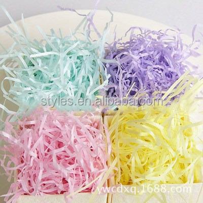 China Promotion colored shredded paper/lafite fold paper/party supplies gift box wedding candy box filler for sale