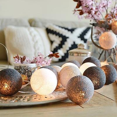 China High Quality Cotton Ball Decoration Small LED Ball Lamp Bedroom Lantern/Christmas Day String Lights for sale