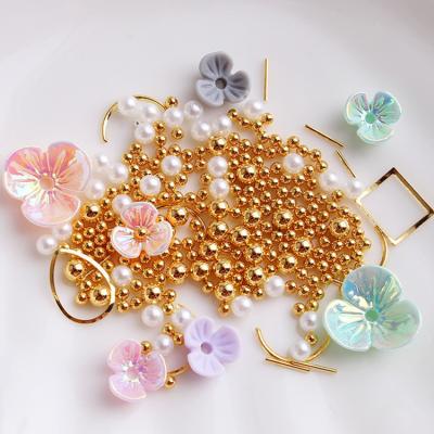 China 3d nail art DIY decoration shell flower shell flower material metal jewelry steel ball nail ornament metal bead nail decoration mixed for sale