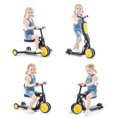 China PU 5 In 1 Plastic Mini Tricycle Kids Balance Bike Slide Kick Scooter For Baby for sale