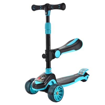 China Best Selling PU Kids Children High Quality Cheap Baby Outboard 3 Wheels 2 In 1 Toys Kick Scooters Tricycle Baby Seat for sale