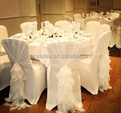 China Repeat design new ruffled chiffon wedding chair cover sash use support witnesses with cowl chiavari, banquet chair decoration sashes for sale