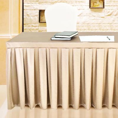 China Modern Multicolor One-Piece Pleated Tablecloth Wedding Tablecloth Reception Table Skirt Rectangle Table Skirt Support Party Decoration for sale