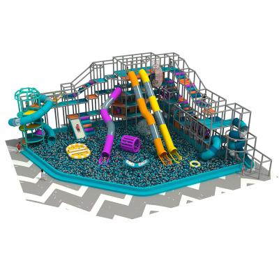 China Playground Plastic Kids Play Fun Adventure Fun Kids Ground Soft Indoor Tube Plastic Playground Slides With Big Ball Pool Pit for sale