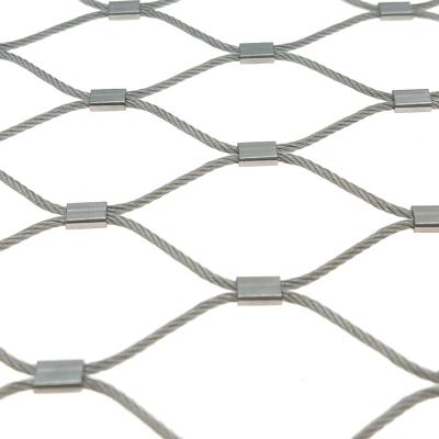 China Handcrafted Stainless Steel AISI316 Mesh Cable Webnet Wire Rope With Sleeve For Fencing Supplementary Fence, Stairs Fencing Mesh for sale