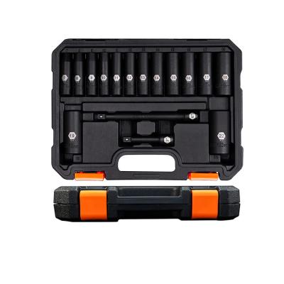 China Hand tools Hot Sale 3/8 Drive Deep Impact Socket Set 16-Piece Standard Metric Sizes (7mm - 22mm) Socket Wrench Set Auto Repair Hand Tool for sale