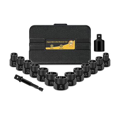 China Multi Fuction Tool Recommend Impact Bolt & Nut Remover Set 15 PCS (Cr-Mo) Set with 3/8 