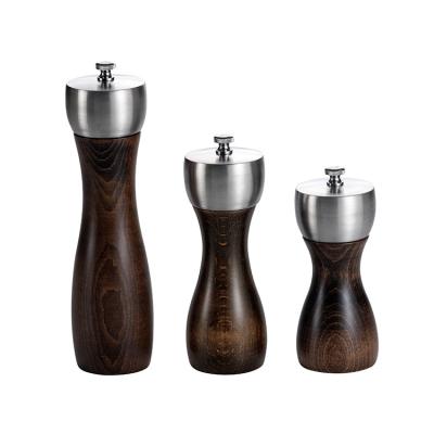 China Wholesale Viable Solid Manual Sea Oak Pepper Grinder Wooden Seasoning Grinder Kitchen Seasoning Tools for sale