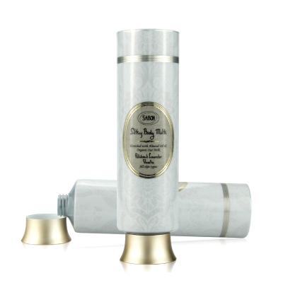 China Custom Cosmetic Packaging 200ml Matte Aluminum Cosmetic Squeeze Tube With Gold Lid For Baby Cream for sale