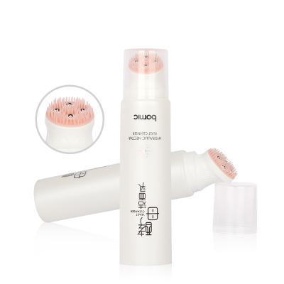 China 60ml 100ml 120ml Matte Scalp Massage Silicone Ball Brush Face Lotion Cream Cosmetic White Tube With PE Lid for sale