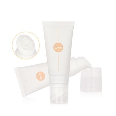 China D40 60-120ml PE Tube Cosmetic White Soft Massage Strip Sweep Face Tube With Switch For Facial Cleanser for sale