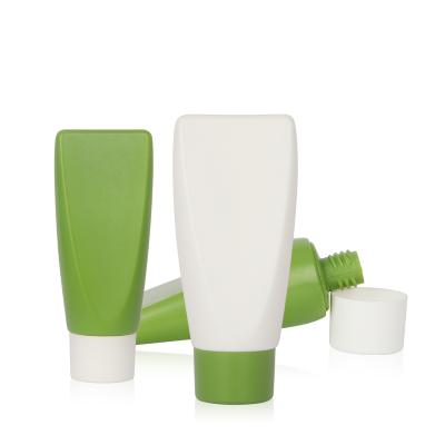 China 40ml 60ml Green Sugar Cane Matte Squeeze Cosmetic White Tube PE Plastic Bottle With Cap For Serum Container for sale