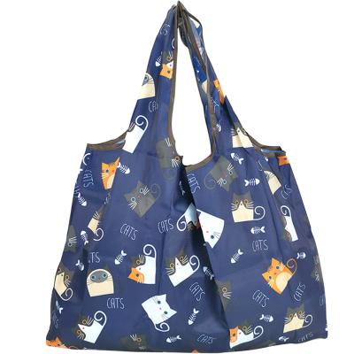 China Fashion Oxford Fabric Folding Recycle Reusable All Over Print Sublimation Tote Supermarket Folding Shopping Bag Custom Made for sale