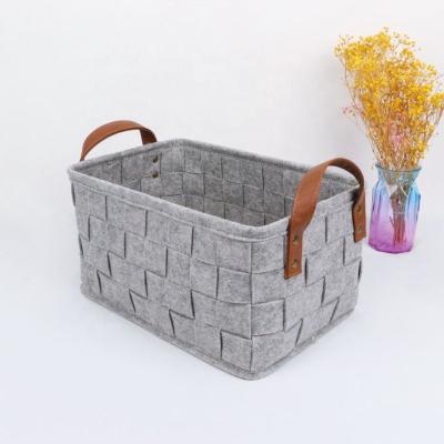 China Sustainable Durable Collapsible Laundry Basket Weave Felt Storage Basket for sale