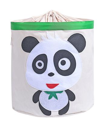 China Laundry Viable Hamper Dirty Cylindrical Drawstring Bag Folding Storage Boxes And Portable Toy Basket Cute Animal Bins for sale