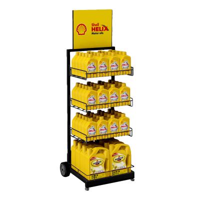 China Promotion/Advertisement for Supermarket/Retail Store/Motor Oil 4 Tiers Store Display Rack High Quality Gas Lubricant Shelving Motor Oil Rack for sale