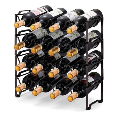 China Sustainable Source Manufactured Table Top 16 Bottles Wine Mounted Stands Metal Wine Glass Rack For Restaurant Home Bar for sale