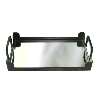 China Big Sale Style Modern Home Decoration Rolling Trays Mirror Storage Tray With Metal Frame ST2-2 for sale