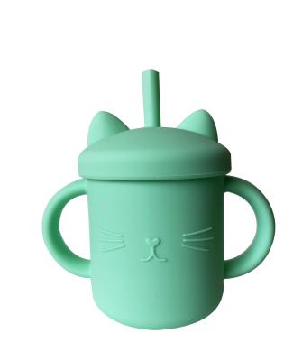 China Best BPA Free Amazon Sell Cute Safe Infant Training Sippy Cup Dishwasher Safe Bpa Silicone Eco Friendly Healthy Baby Cup for sale