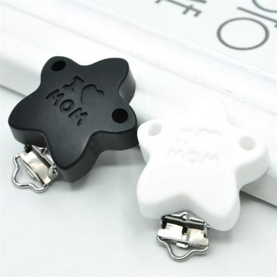 China Factory direct BPA metal nipple clip pacifier clip free black silicone flat pacifier clips and chain accessories for sale