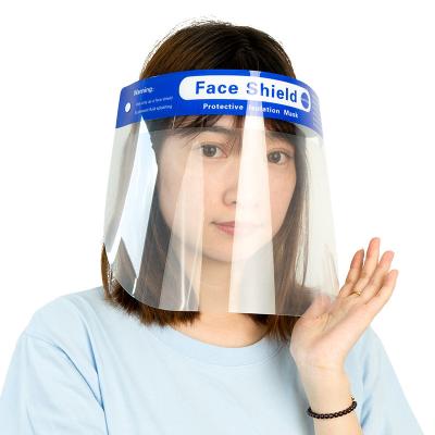 China PET+sponge+elastic band in stock face shield PET clear face visor anti fog transparent disposable full face shield with en166 for sale