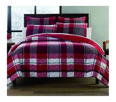 China New Designer Anti-bacteria Print Red Plaid Bedding Set Comforter Bedspread Bed Cover With Sham for sale