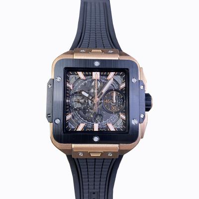 China Chronograph Hengbao Blow up Classical fusion series square hollow-out automatic multi-function timing automatic mechanical watch for sale