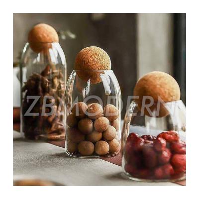 China Freshness Preservation Saving Clear Candy Jars Food Storage Sugar Glass Jar Canister With Airtight Seal Lid Wooden Ball for sale